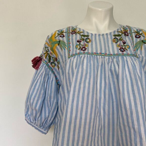 Boho Embroidered Ballon Sleeve Top - Picture 3 of 11